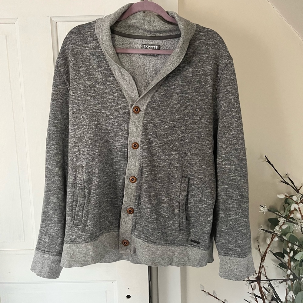 Mens Express Button Up Cardigan - Gray, XL